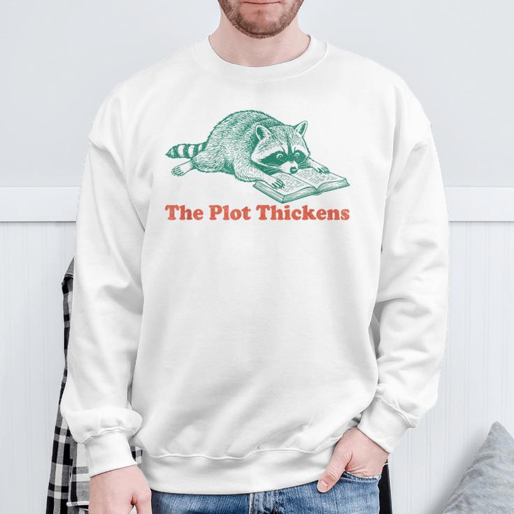 The Plot Thickens Bookish Raccoon Fantasy Book Reader Sweatshirt Gifts for Old Men The Plot Thickens Bookish Raccoon Fantasy Book Reader Sweatshirt Gifts for Old Men