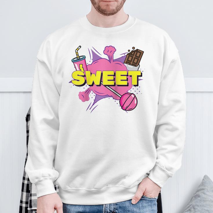 Pop Art Sweet Text Bubble Comic Book Style Classic Raglan Baseball Tee Sweatshirt Gifts for Old Men