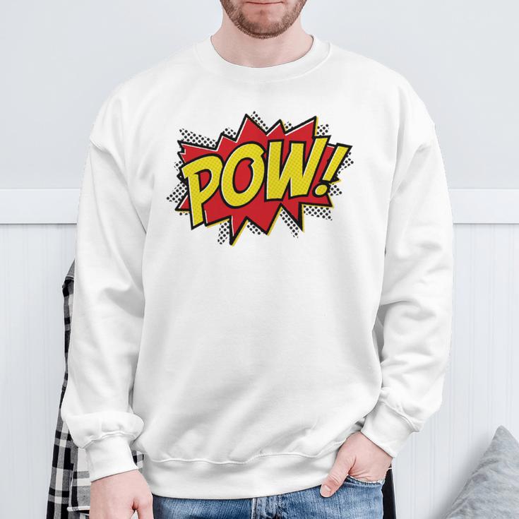 POW Comic Book Font Action Hero BAM BANG BOOM POW Sweatshirt Gifts for Old Men