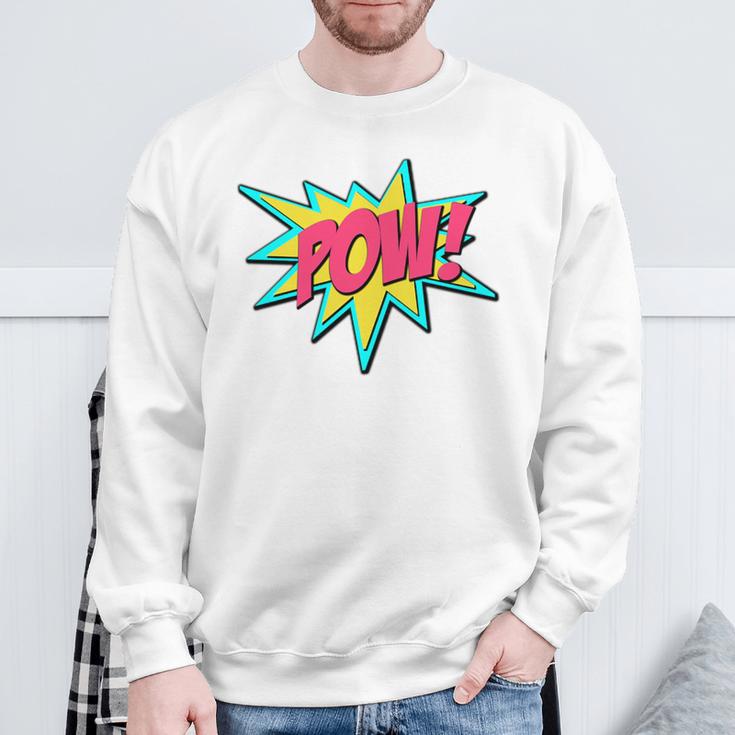 Pow Retro Comic Book Art Superhero Bubble Premium Sweatshirt Gifts for Old Men