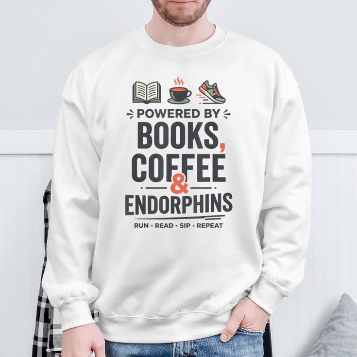 Powered By Books Coffee Endorphins Running Reader Runner Sweatshirt Gifts for Old Men Powered By Books Coffee Endorphins Running Reader Runner Sweatshirt Gifts for Old Men