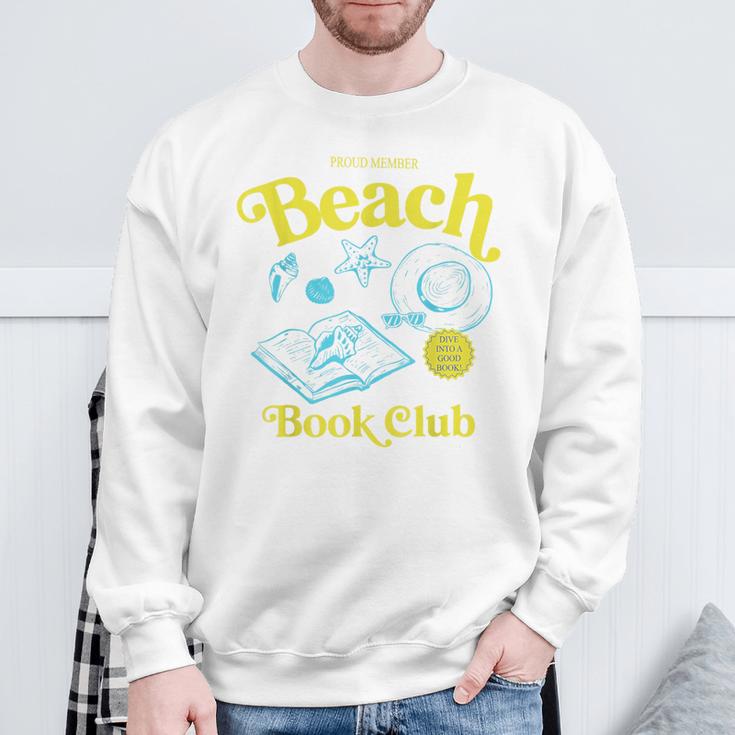 Proud Member Beach Book Club Retro Vintage Summer Bookish Sweatshirt Gifts for Old Men