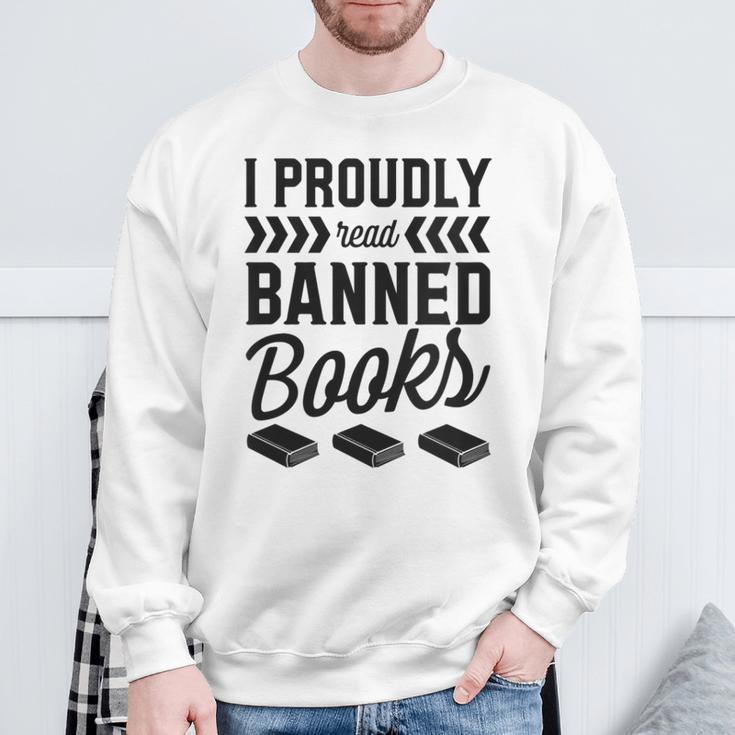 I Proudly Read Banned Books Librarian Literary Advocate Sweatshirt Gifts for Old Men