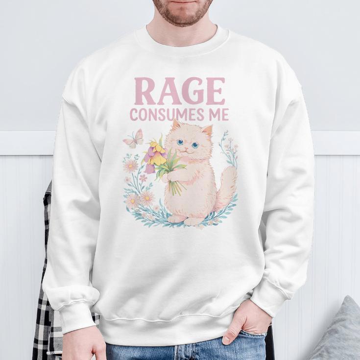Rage Consumes Me キュート 怒っている猫 面白い 皮肉なミーム スウェットシャツ 高齢者への贈り物