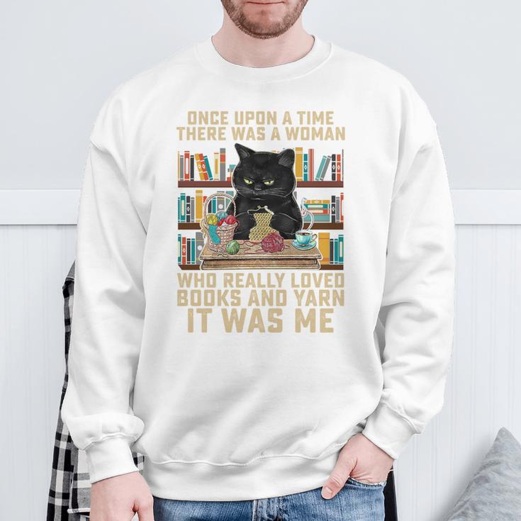 There Was A Woman Who Really Loved Books And Yarn Crocheting Sweatshirt Gifts for Old Men