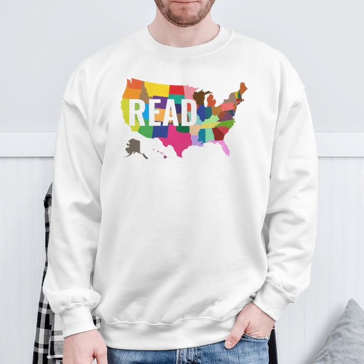 Read America Shirt United States Read Books Sweatshirt Gifts for Old Men Read America Shirt United States Read Books Sweatshirt Gifts for Old Men