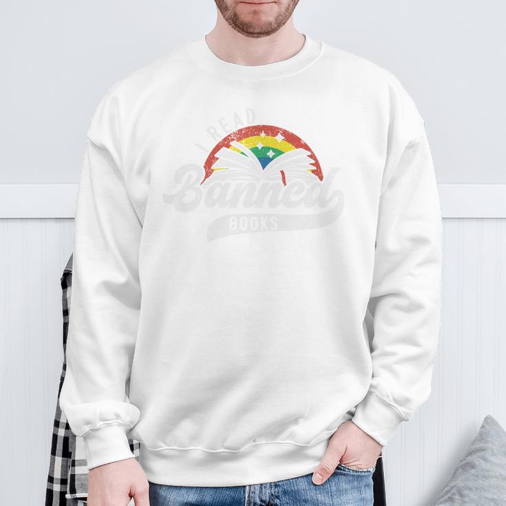 I Read Banned Books Comfort Colors Crop Top Sweatshirt Gifts for Old Men