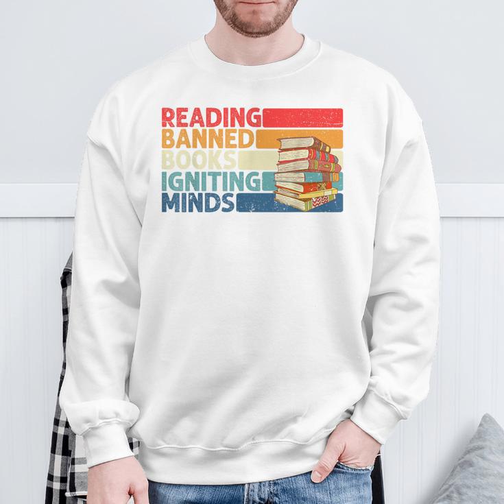 Read Banned Books Igniting Minds Banned Books Sweatshirt Gifts for Old Men