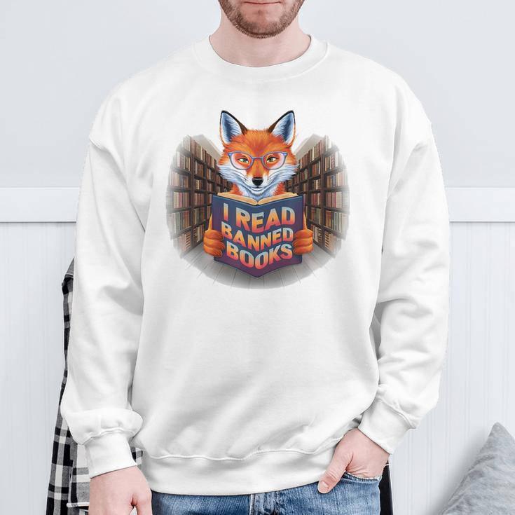 I Read Banned Books Sly Fox Reading Books Sweatshirt Gifts for Old Men