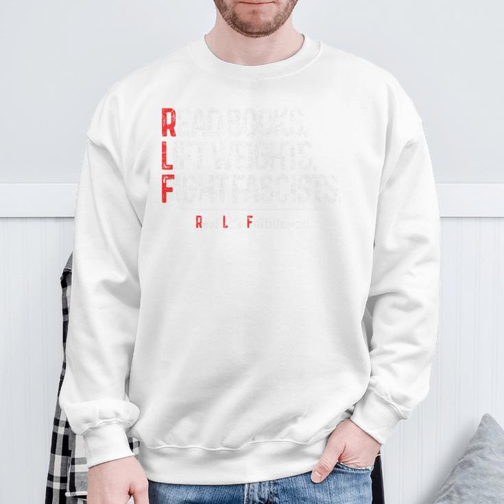 Read Books Lift Weights Fight Fascists Real Life Fulfillment Premium Tri-Blend Sweatshirt Gifts for Old Men Read Books Lift Weights Fight Fascists Real Life Fulfillment Premium Tri-Blend Sweatshirt Gifts for Old Men