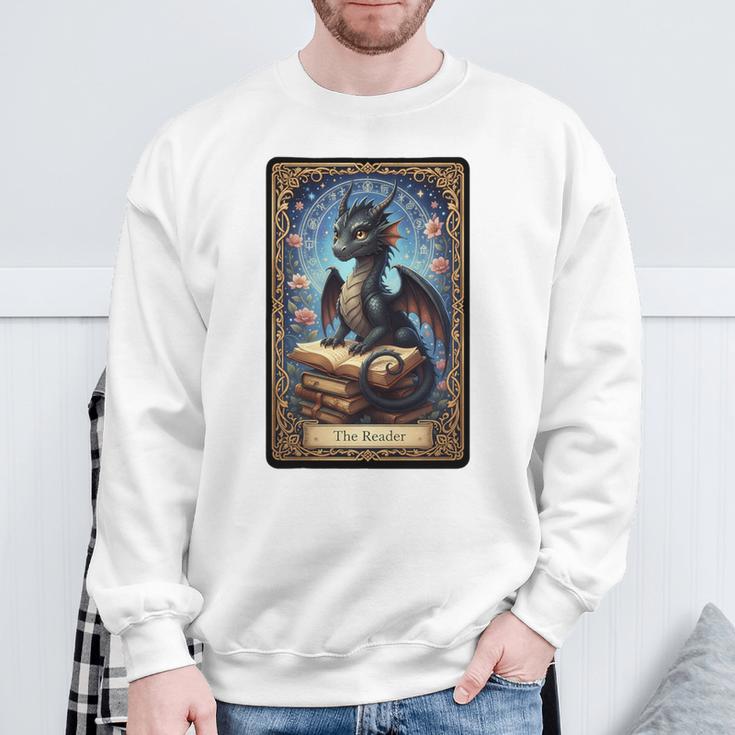The Reader Dragon Fantasy Book Lover Tarot Card Premium Tri-Blend Sweatshirt Gifts for Old Men