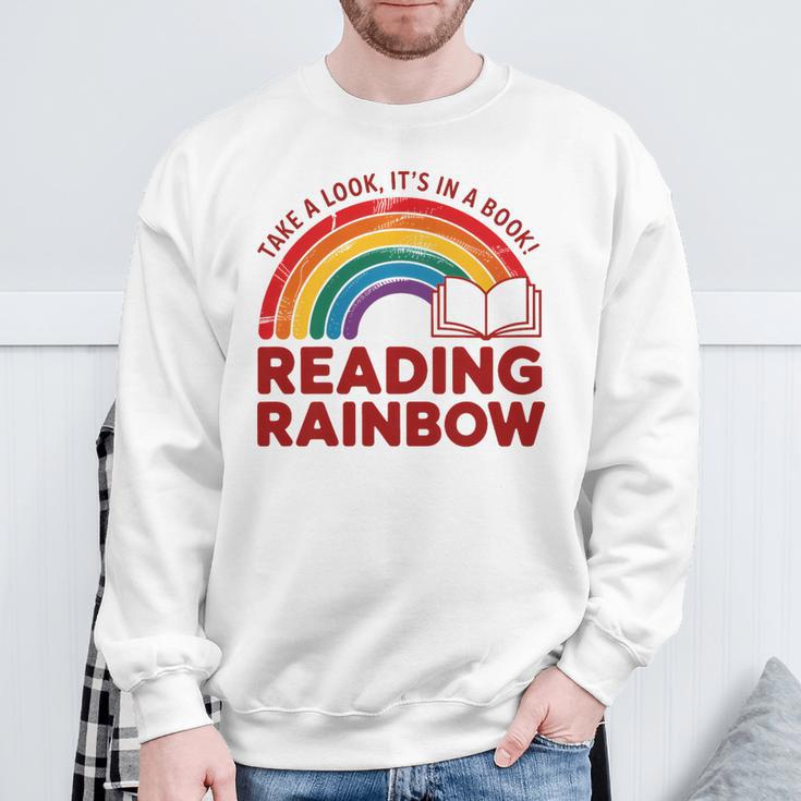 Reading Book Rainbow Literacy Learning Premium Tri-Blend Sweatshirt Gifts for Old Men