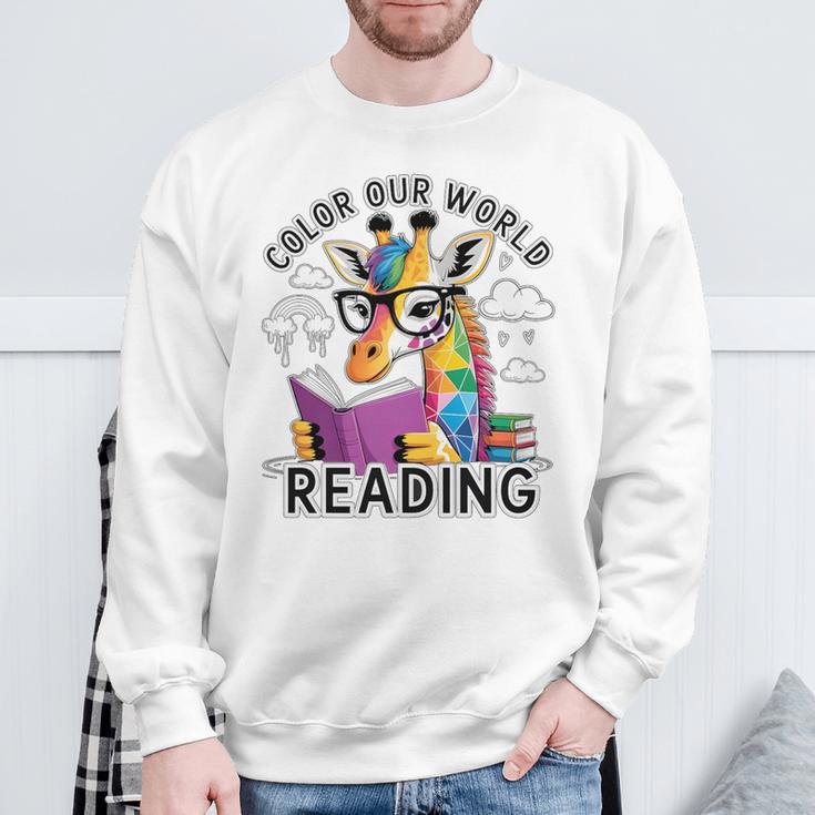 Reading Colors Our World Color Our World 2026 Reading Book Premium Tri-Blend Sweatshirt Gifts for Old Men