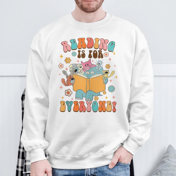 Reading Is For Everyone Book Lover Bookworm Bookish Groovy Sweatshirt Gifts for Old Men