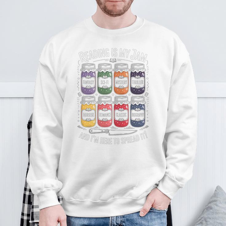 Reading Is My Jam Book Lover Pun Librarian Bookworm Premium Tri-Blend Sweatshirt Gifts for Old Men