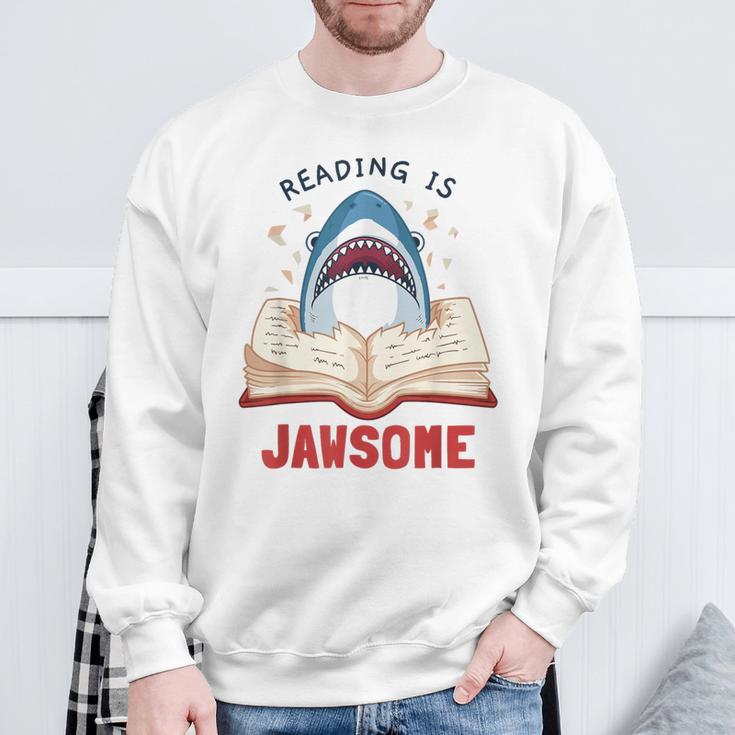 Reading Is Jawsome Bookworm Shark Book Lover For Kids Sweatshirt Gifts for Old Men
