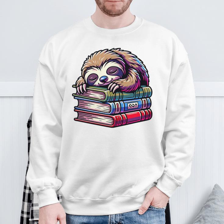 Reading Muffler Sloth On Stack Of Books Premium Tri-Blend Sweatshirt Gifts for Old Men