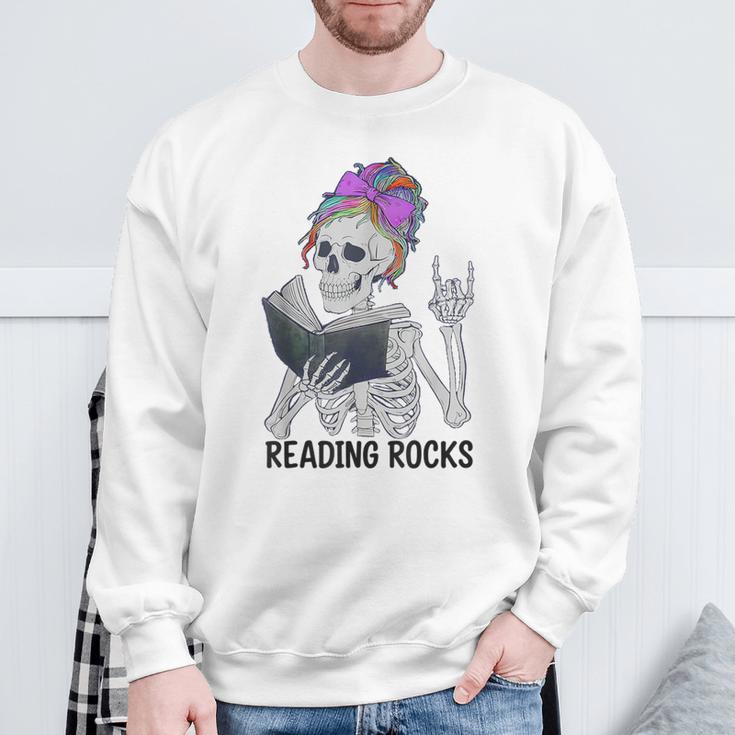 Reading Rocks Literacy Coach Library Books Squad Sweatshirt Gifts for Old Men