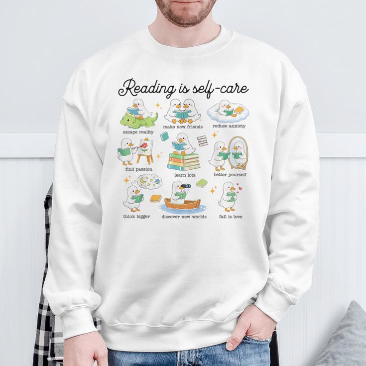 Reading Is Self Care Bookworm Reading Book Lovers Sweatshirt Gifts for Old Men