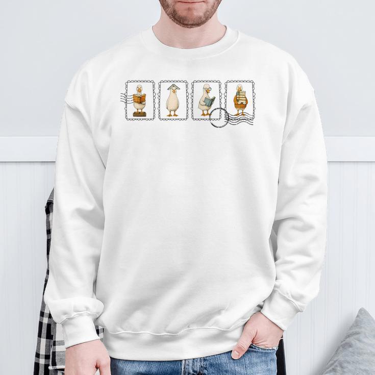 Reading Silly Goose Book Cute Bookish Teacher Stamp Sweatshirt Gifts for Old Men Reading Silly Goose Book Cute Bookish Teacher Stamp Sweatshirt Gifts for Old Men