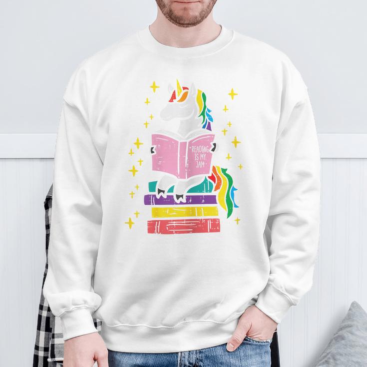 Reading Unicorn Cute Book Lover Bookworm Women Girls Sweatshirt Gifts for Old Men