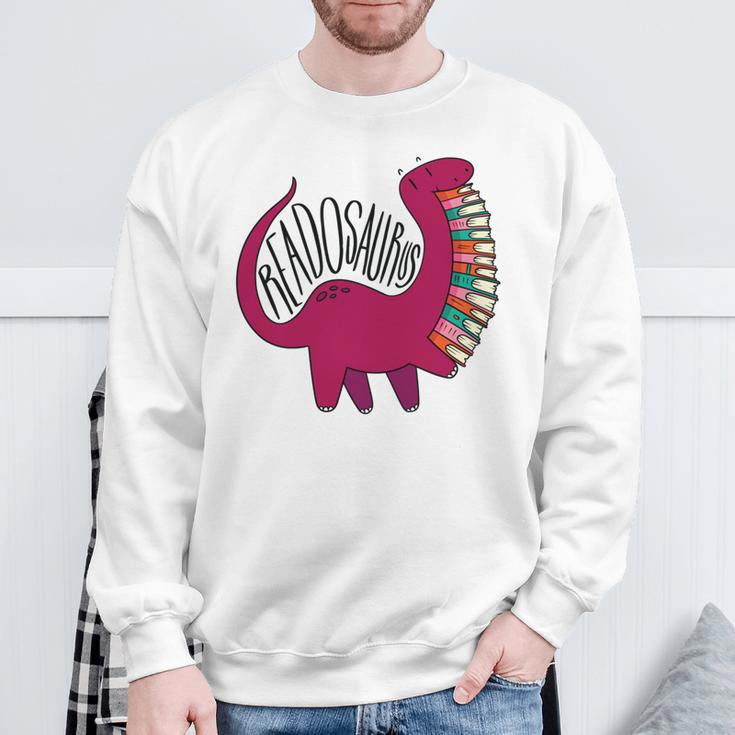 Readosaurus Reading Dinosaur Book Lover Library Studying Sweatshirt Gifts for Old Men