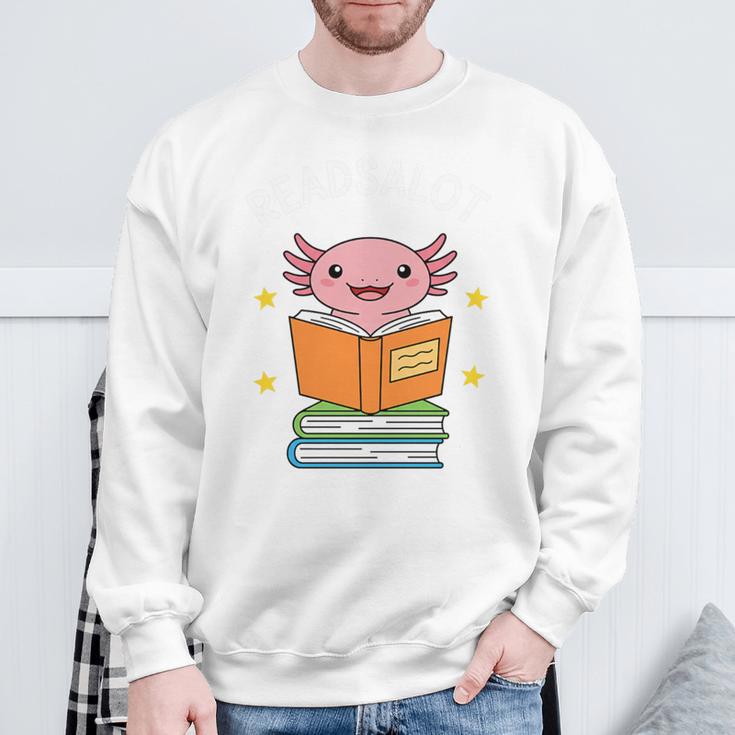 Readsalot Axolotl Reading Kids Book Lover Librarian Premium Tri-Blend Sweatshirt Gifts for Old Men