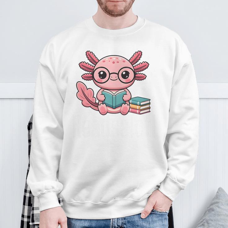Readsalotl Axolotl Reading Cute Book Lover Bookworm Premium Tri-Blend Sweatshirt Gifts for Old Men