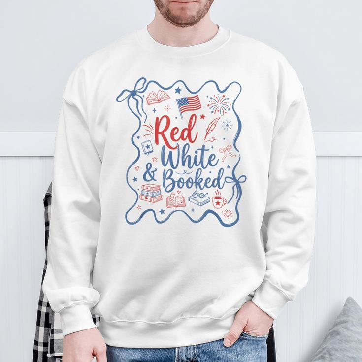Red And Booked Coquette 4th Of July Book Lover Sweatshirt Gifts for Old Men