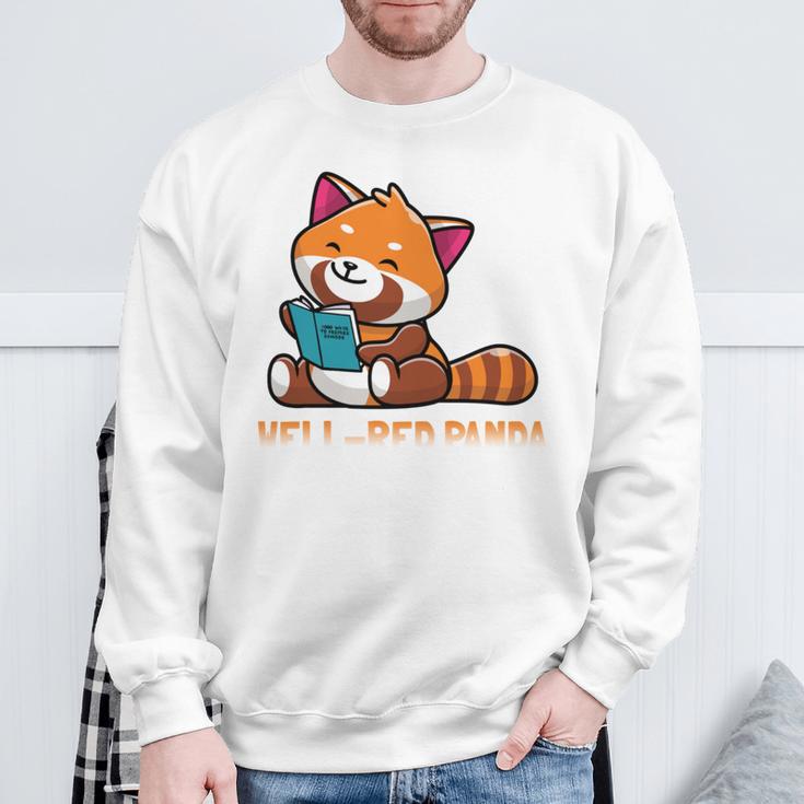 Well Red Panda Shirt Bookworm Reading Books Panda Sweatshirt Gifts for Old Men