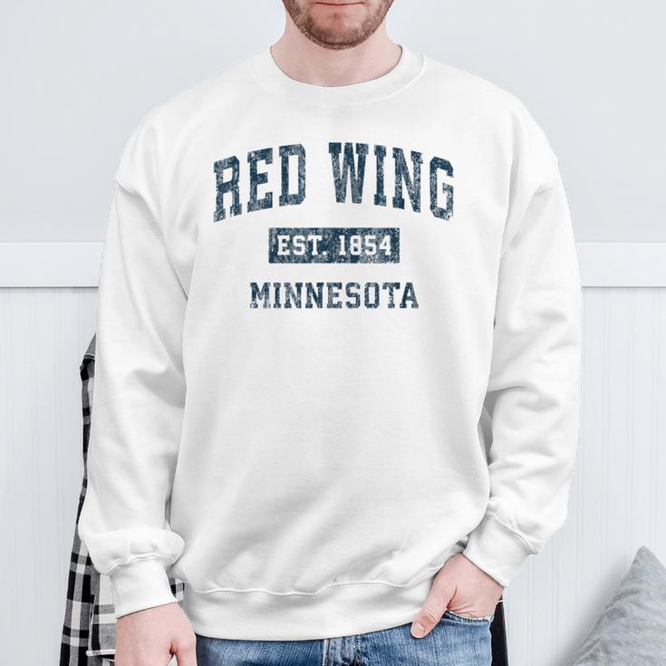 Red Wing ミネソタ Mn ヴィンテージ スポーツデザイン ネイビー プリント スウェットシャツ 高齢者への贈り物