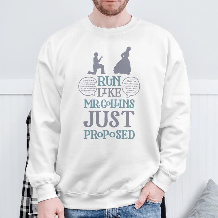 Run Like Mr Collins Just Proposed Books And Running Sweatshirt Gifts for Old Men