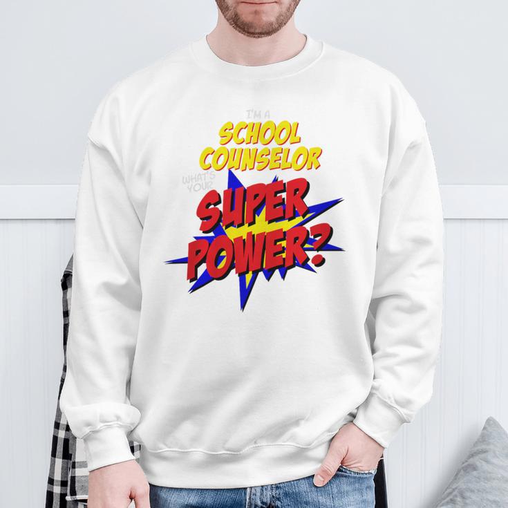School Counselor Teacher Superhero Superpower Comic Book Premium Tri-Blend Sweatshirt Gifts for Old Men