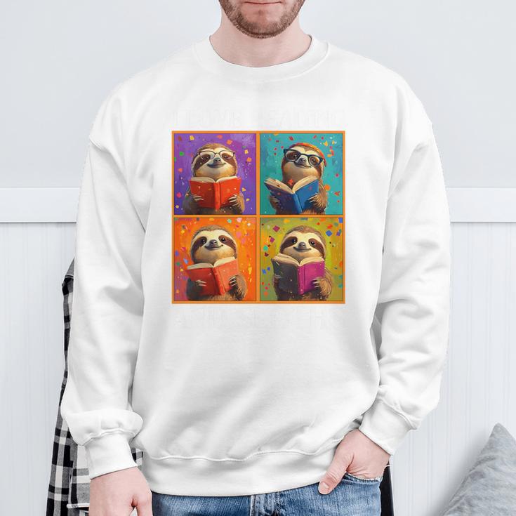 Sloth Love Reading And Sloths Child Book Lover Premium Tri-Blend Sweatshirt Gifts for Old Men