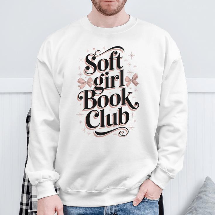 Soft Girl Book Club Coquette Bow Aesthetic Reader Sweatshirt Gifts for Old Men