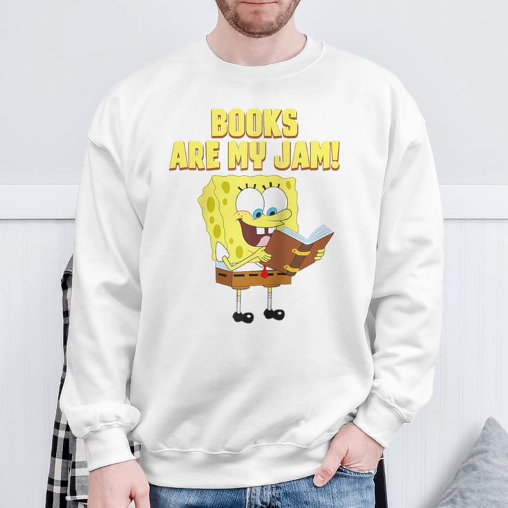 SpongeBob Loves Reading Books Are My Jam Raglan Baseball Tee Sweatshirt Gifts for Old Men