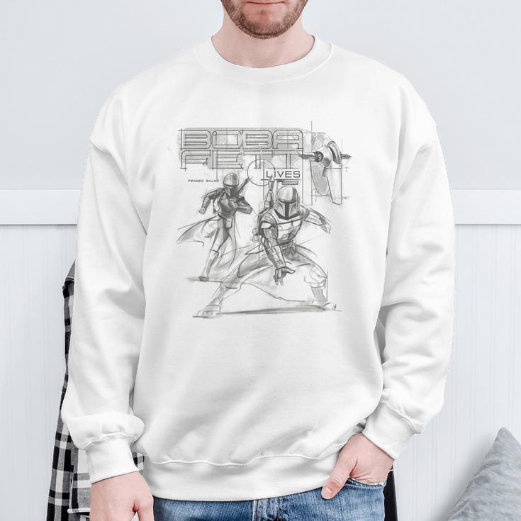 Star Wars The Book Of Boba Fett Group Shot Lives Sketch Sweatshirt Gifts for Old Men Star Wars The Book Of Boba Fett Group Shot Lives Sketch Sweatshirt Gifts for Old Men