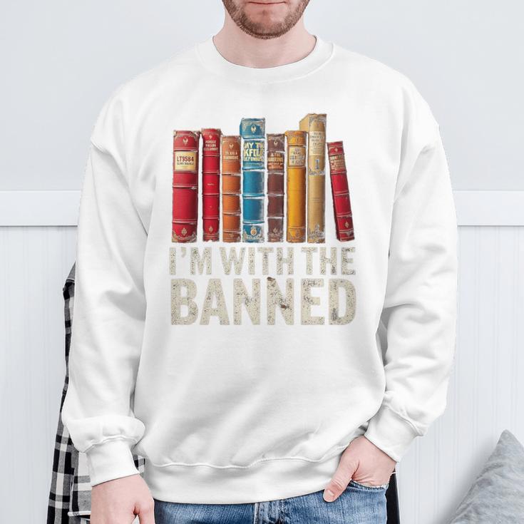 Support Banned Books Freedom I'm With The Banned Sweatshirt Gifts for Old Men