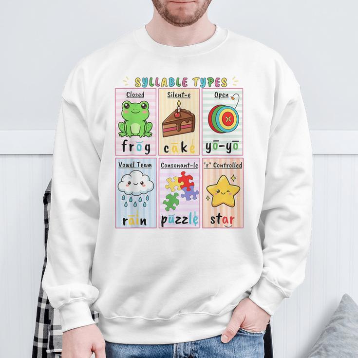 Syllable Types Teacher Phonics Reading Science Of Reading Sweatshirt Gifts for Old Men