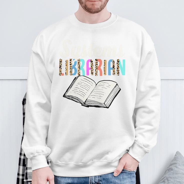 Systems Librarian Leopard Print Library Book Graphic Premium Tri-Blend Sweatshirt Gifts for Old Men