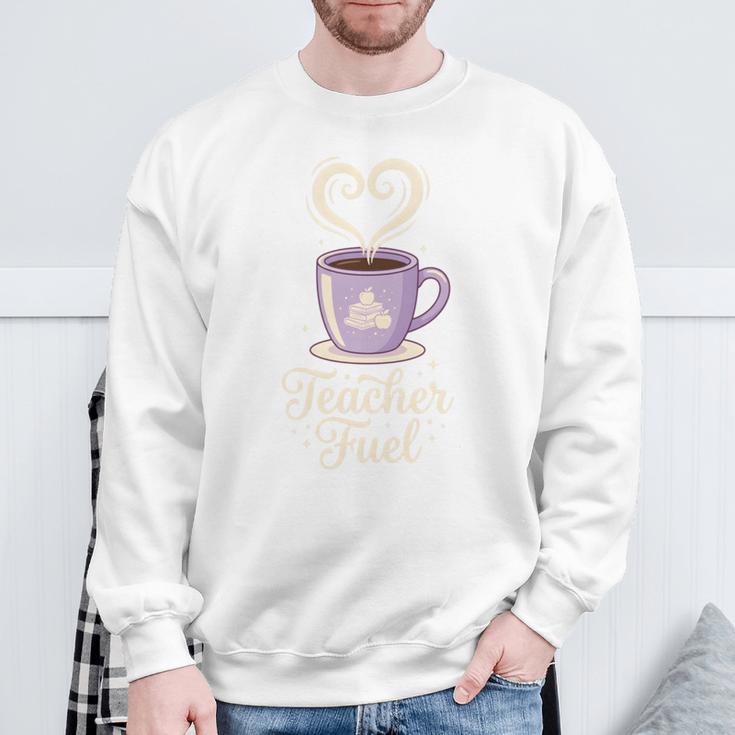 Teacher Fuel Coffee Cup Books Apples Educator Sweatshirt Gifts for Old Men