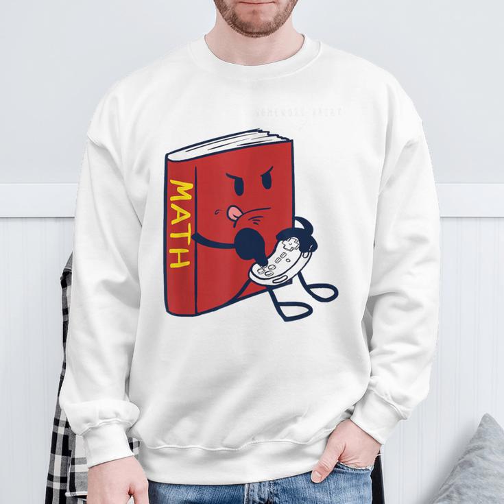 Trendy Graphic Math Book Gamer Homework Break Sweatshirt Gifts for Old Men