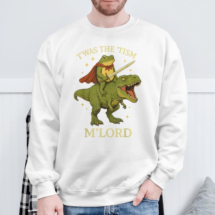 Twas The Tism M'lord Frog ライディング 恐竜 ファンタジー 中世 スウェットシャツ 高齢者への贈り物