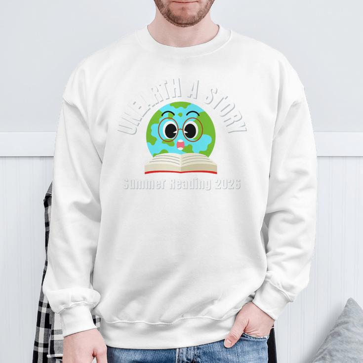 Unearth a Story Summer 2026 Reading Program Earth Read Book Premium Tri-Blend Sweatshirt Gifts for Old Men