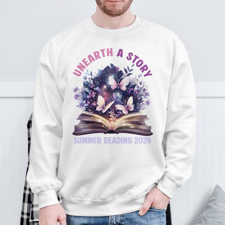 Unearth a Story Summer Library Reading 2026 Butterfly Book Sweatshirt Gifts for Old Men Unearth a Story Summer Library Reading 2026 Butterfly Book Sweatshirt Gifts for Old Men