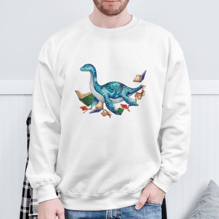 Unearth A Story Summer Reading 2026 Cute Plesiosaurus Book Sweatshirt Gifts for Old Men