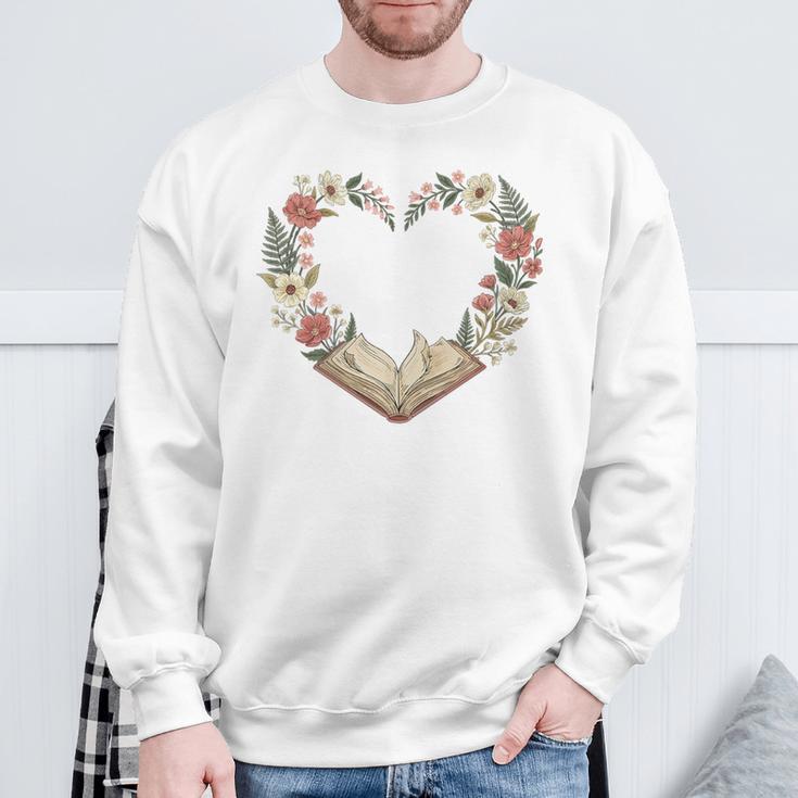 Vintage Book Lover Valentine Heart Premium Tri-Blend Sweatshirt Gifts for Old Men