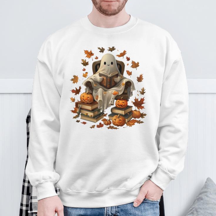 Vintage Ghost Book Reading Pumpkin Gothic Halloween Teachers Sweatshirt Gifts for Old Men Vintage Ghost Book Reading Pumpkin Gothic Halloween Teachers Sweatshirt Gifts for Old Men