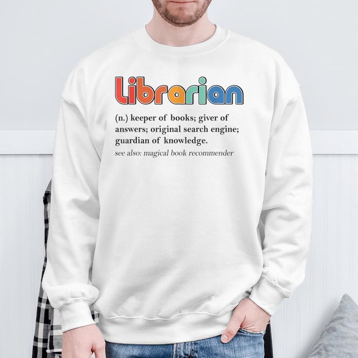Vintage Librarian Definition Keeper Of Books Back To School Sweatshirt Gifts for Old Men