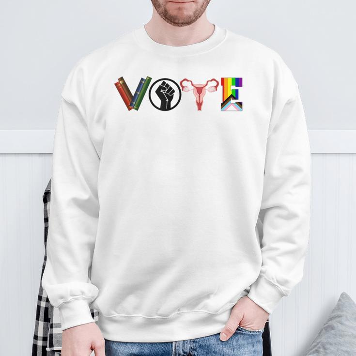 Vote Books Fist Ovaries LGBTQ Sweatshirt Gifts for Old Men Vote Books Fist Ovaries LGBTQ Sweatshirt Gifts for Old Men